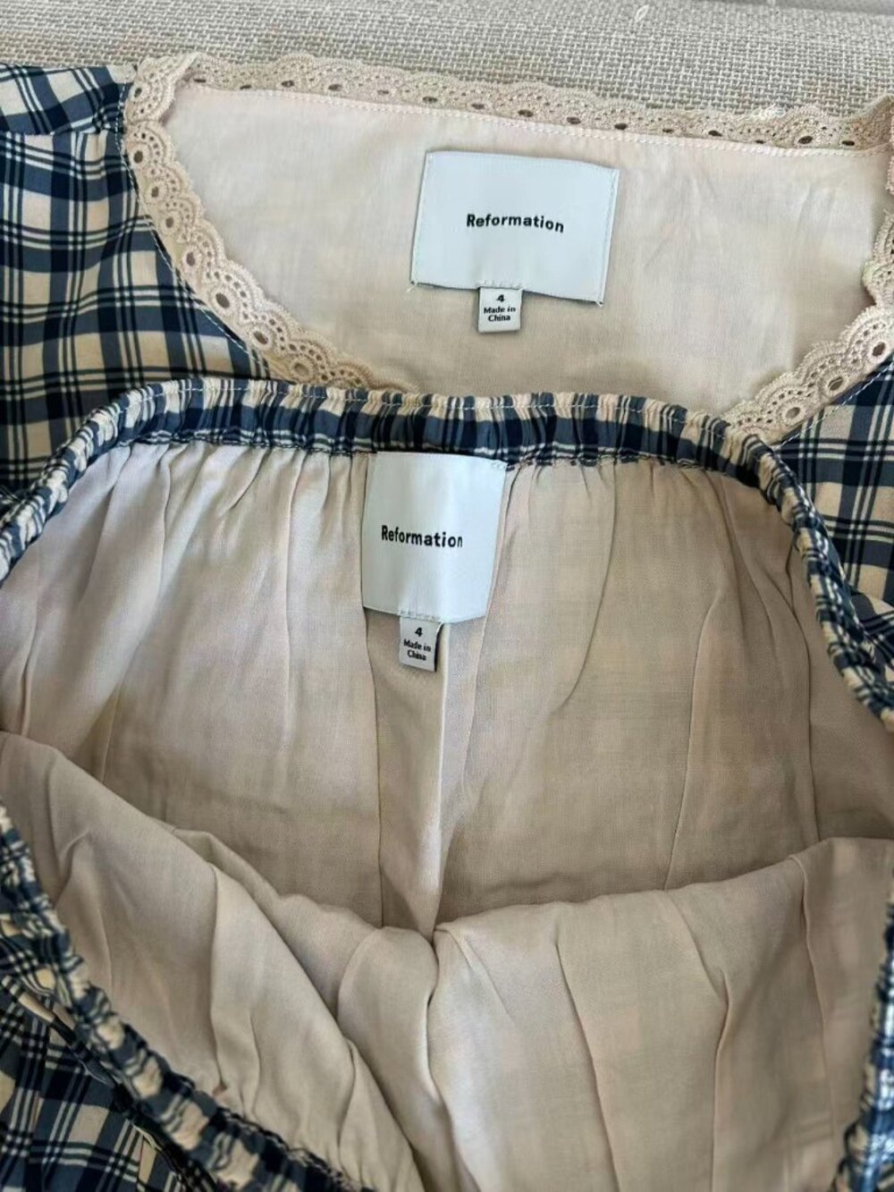 Reformation Valetta Two Piece Sz4 Beacon Check French Matching Set - Picture 7 of 12